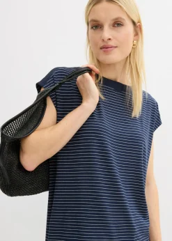 Hot Camiseta de viscosa fluida con ribete de satén Mujer Camisetas|Novedades