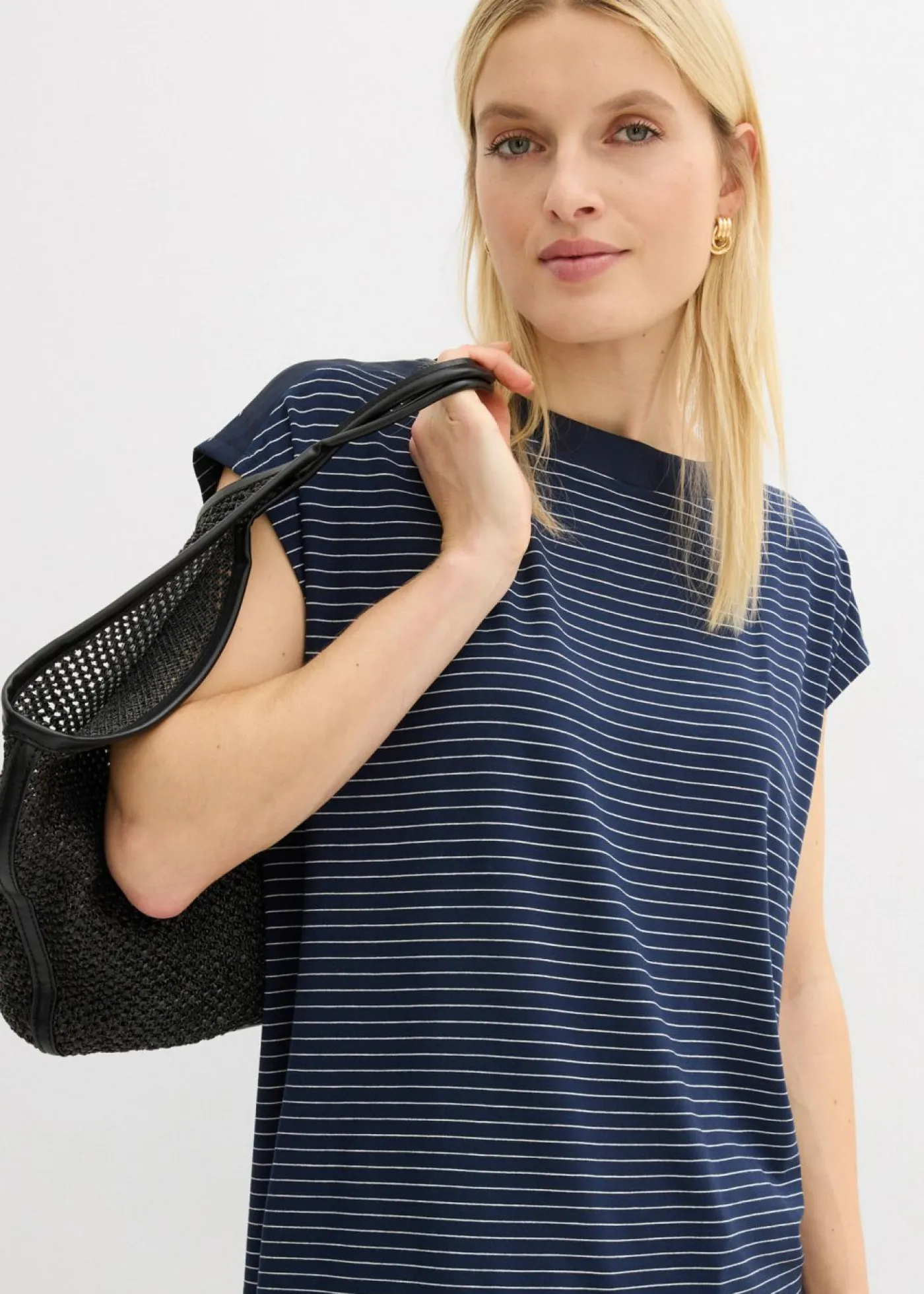 Hot Camiseta de viscosa fluida con ribete de satén Mujer Camisetas|Novedades