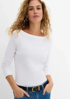 Outlet Camiseta elástica con escote en forma de U Mujer Básicos|Camisetas