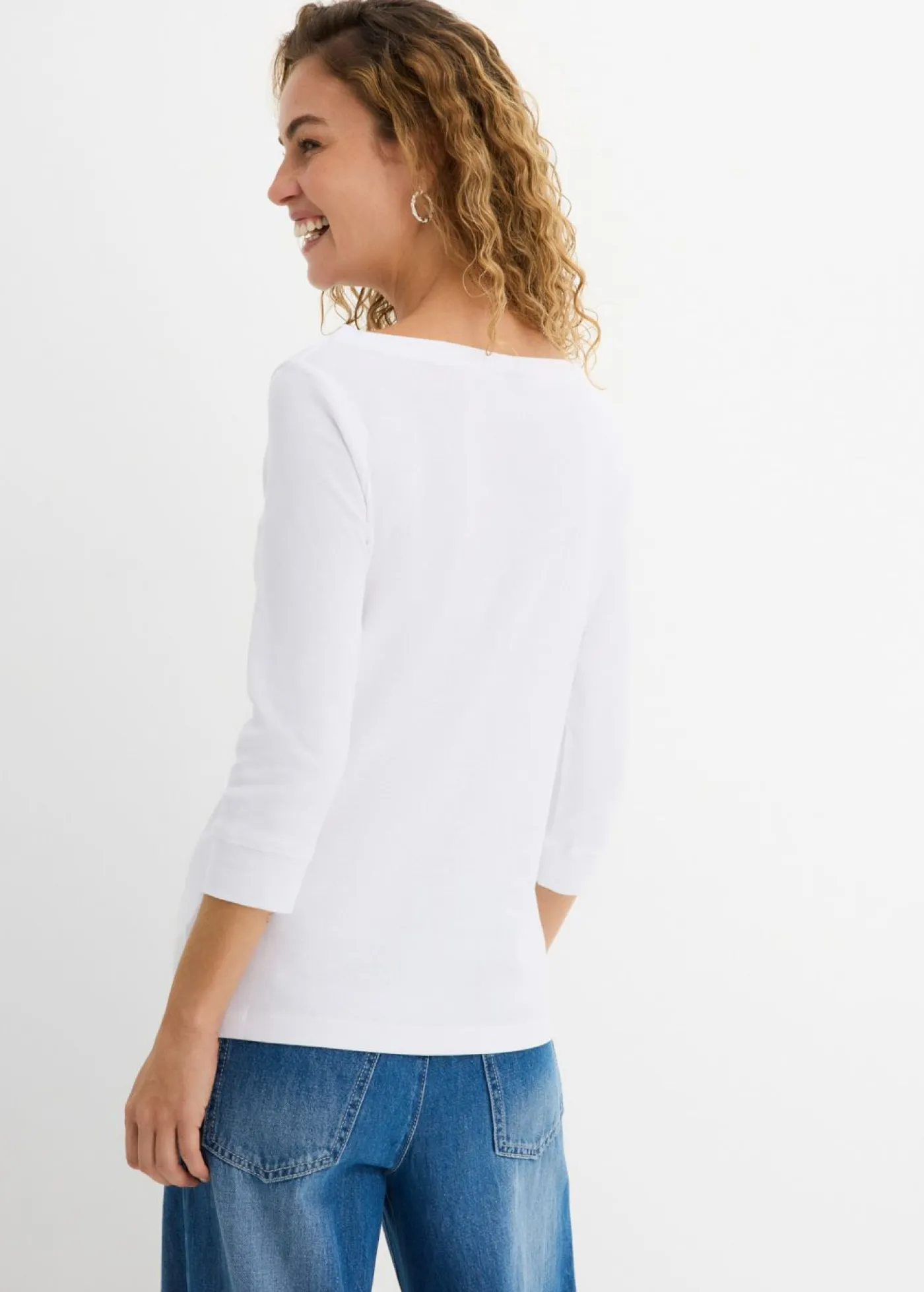 Outlet Camiseta elástica con escote en forma de U Mujer Básicos|Camisetas