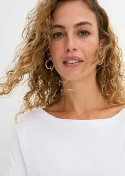 Outlet Camiseta elástica con escote en forma de U Mujer Básicos|Camisetas