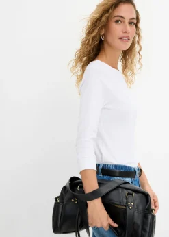 Outlet Camiseta elástica con escote en forma de U Mujer Básicos|Camisetas