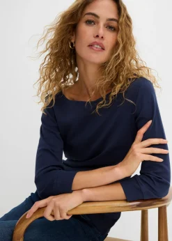 Discount Camiseta elástica con escote en forma de U Mujer Básicos|Camisetas