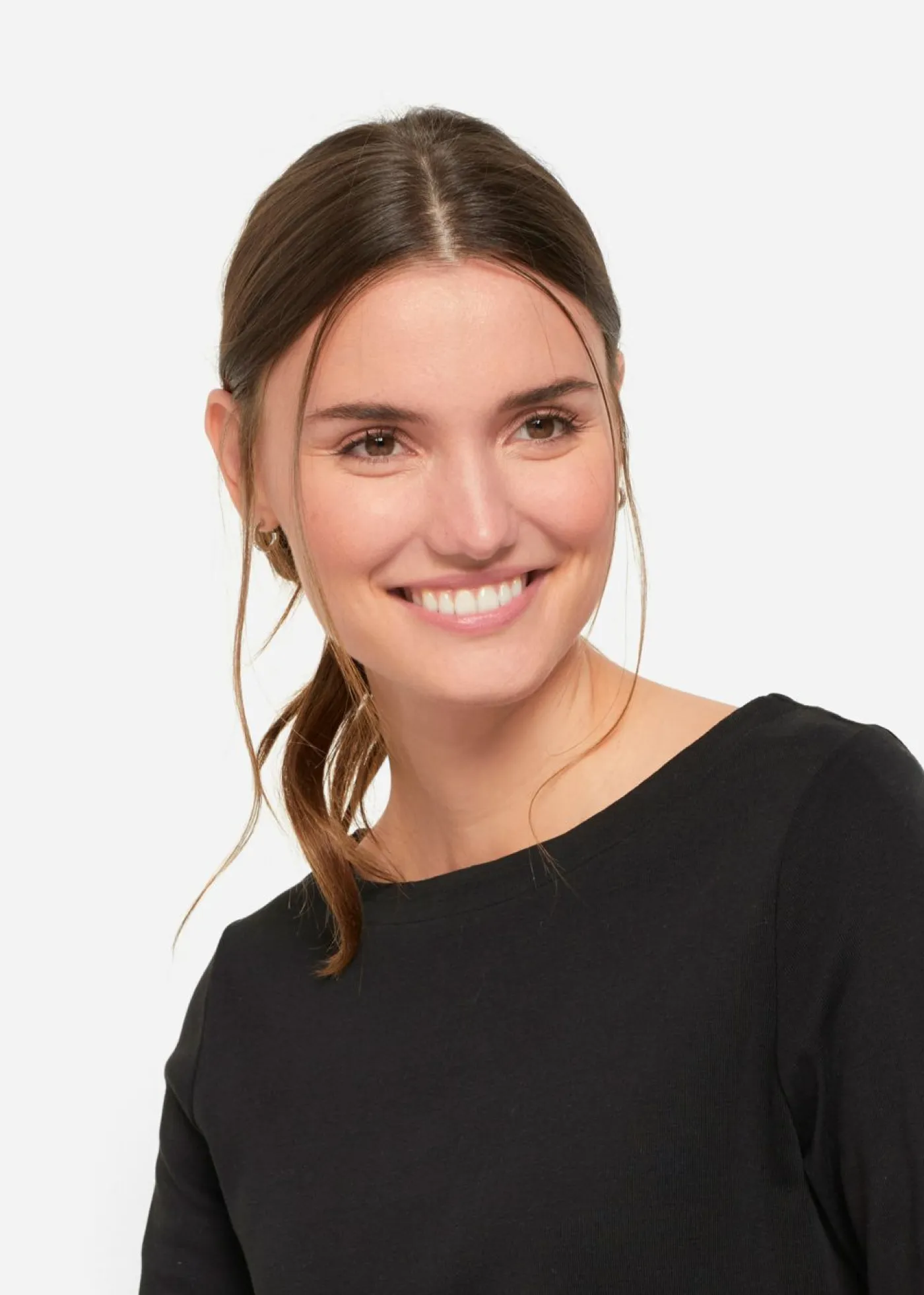Sale Camiseta elástica con escote en forma de U Mujer Básicos|Camisetas