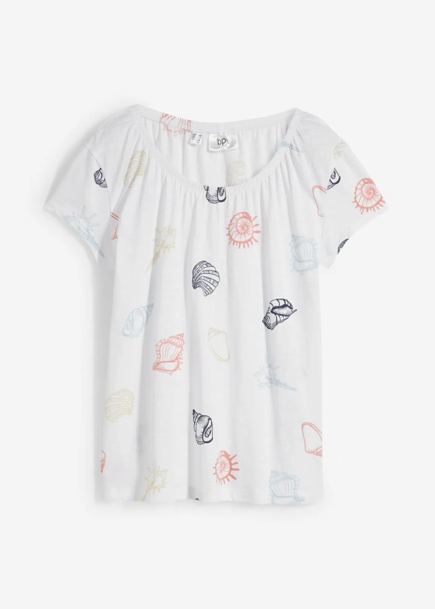 Clearance Camiseta estampada de algodón orgánico con cuello redondo Mujer Camisetas