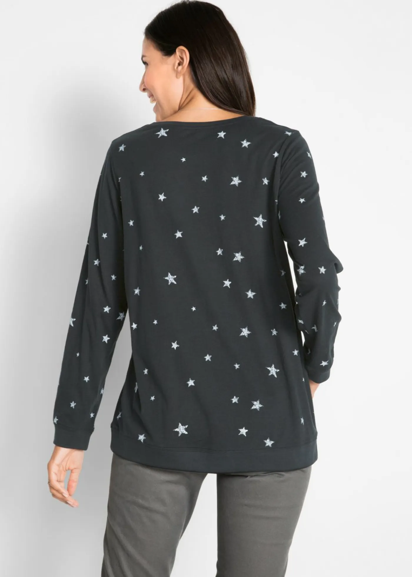 Sale Camiseta estampada de algodón con manga larga Mujer Camisetas