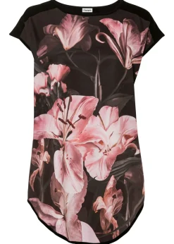 Camiseta estampada de mezcla de viscosa suave Mujer Camisetas|Novedades