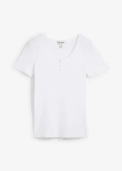Outlet Camiseta henley con algodón orgánico puro Mujer Básicos|Camisetas