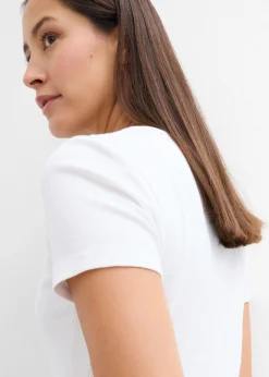Outlet Camiseta henley con algodón orgánico puro Mujer Básicos|Camisetas