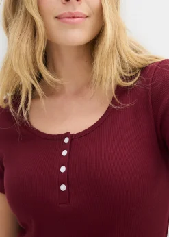 Hot Camiseta henley con algodón orgánico puro Mujer Básicos|Camisetas