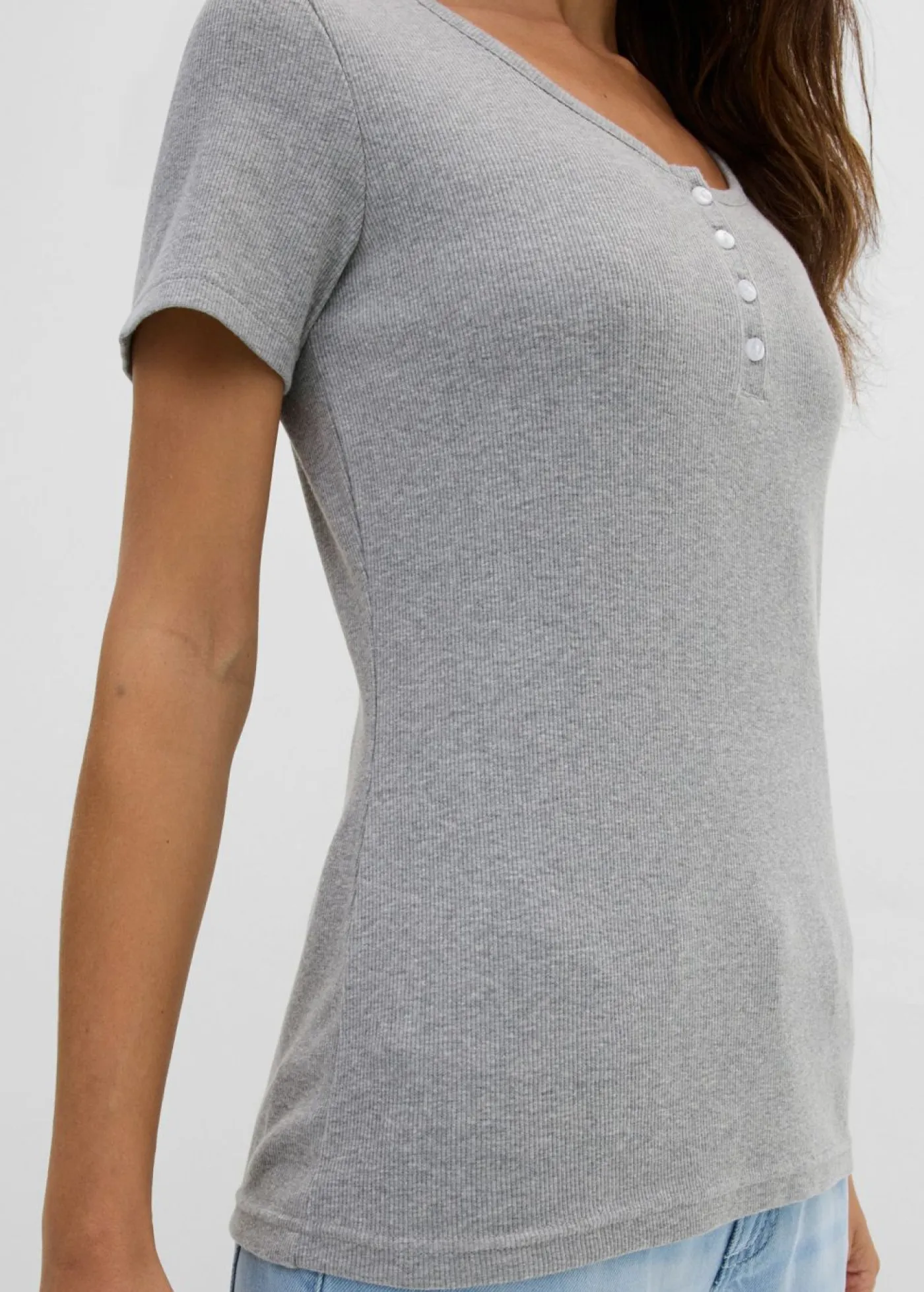 Hot Camiseta henley con algodón orgánico puro Mujer Básicos|Camisetas