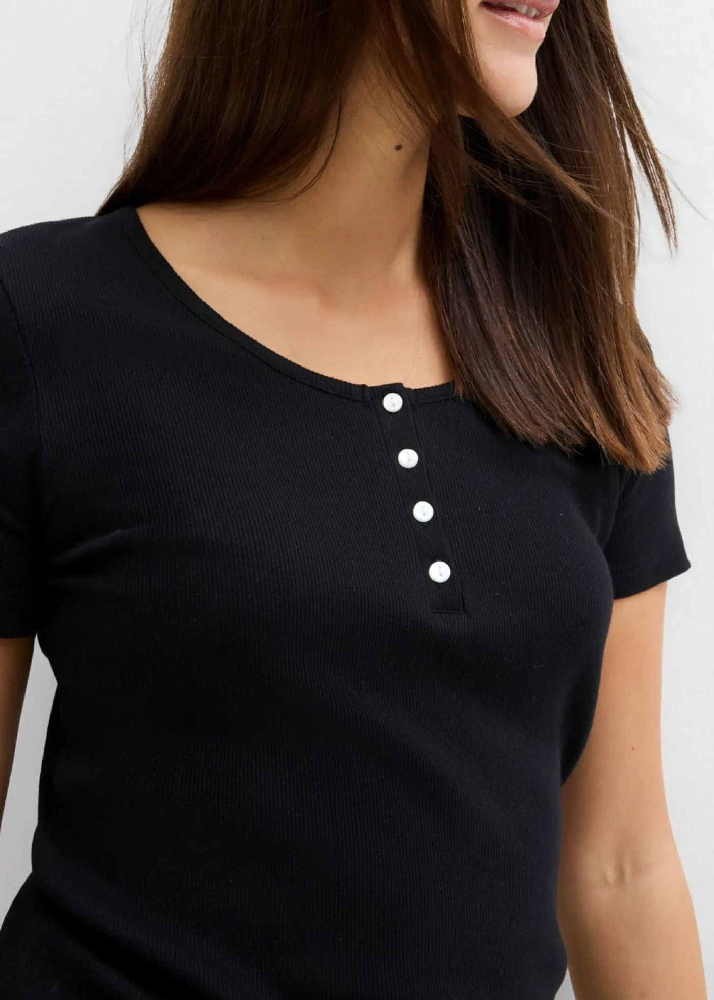 Hot Camiseta henley con algodón orgánico puro Mujer Básicos|Camisetas