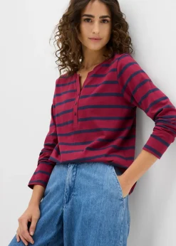 Best Camiseta henley de algodón orgánico puro Mujer Básicos|Camisetas
