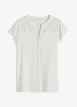 Camiseta henley de mezcla de viscosa Mujer Camisetas