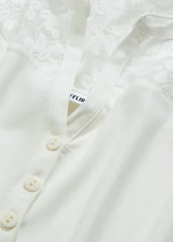 Camiseta henley de mezcla de viscosa Mujer Camisetas