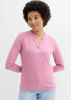 Clearance Camiseta henley hasta la cadera Mujer Básicos|Camisetas
