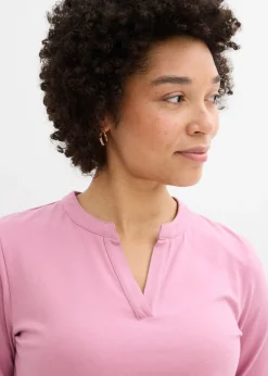 Clearance Camiseta henley hasta la cadera Mujer Básicos|Camisetas
