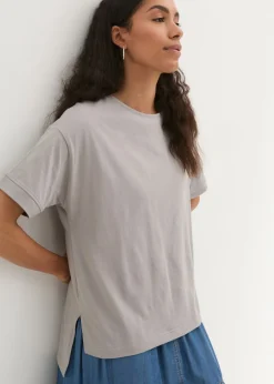 Clearance Camiseta holgada de algodón con aberturas laterales Mujer Camisetas