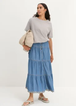 Clearance Camiseta holgada de algodón con aberturas laterales Mujer Camisetas