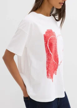 Discount Camiseta holgada de mezcla de algodón orgánico elástico Mujer Camisetas