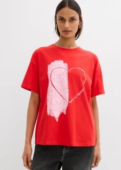 Outlet Camiseta holgada de mezcla de algodón orgánico elástico Mujer Camisetas