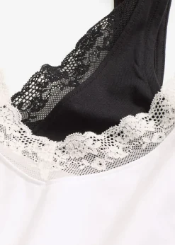 Outlet Camiseta interior de algodón orgánico y encaje (2 unidades) Mujer Ropa Interior De Algodón