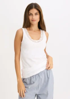 Outlet Camiseta interior de algodón orgánico y encaje (2 unidades) Mujer Ropa Interior De Algodón