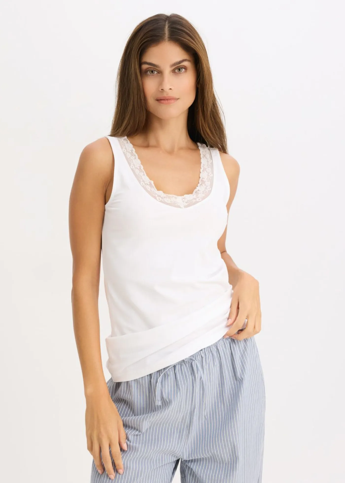 Outlet Camiseta interior de algodón orgánico y encaje (2 unidades) Mujer Ropa Interior De Algodón