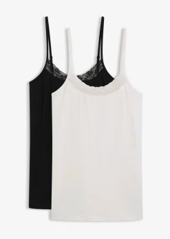 Discount Camiseta interior de algodón orgánico y encaje (2 unidades) Mujer Ropa Interior De Algodón