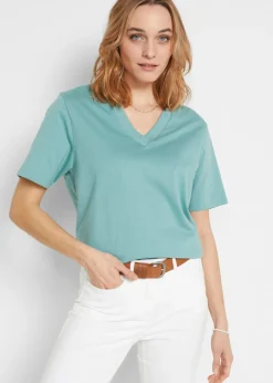 Best Camiseta larga ancha con cuello en V, manga corta (5 unidades) Mujer Básicos|Camisetas