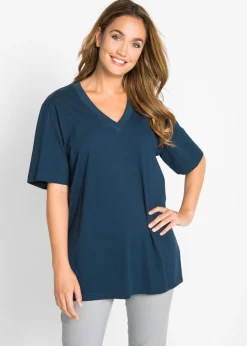 New Camiseta larga ancha con cuello en V, manga corta (5 unidades) Mujer Básicos|Camisetas