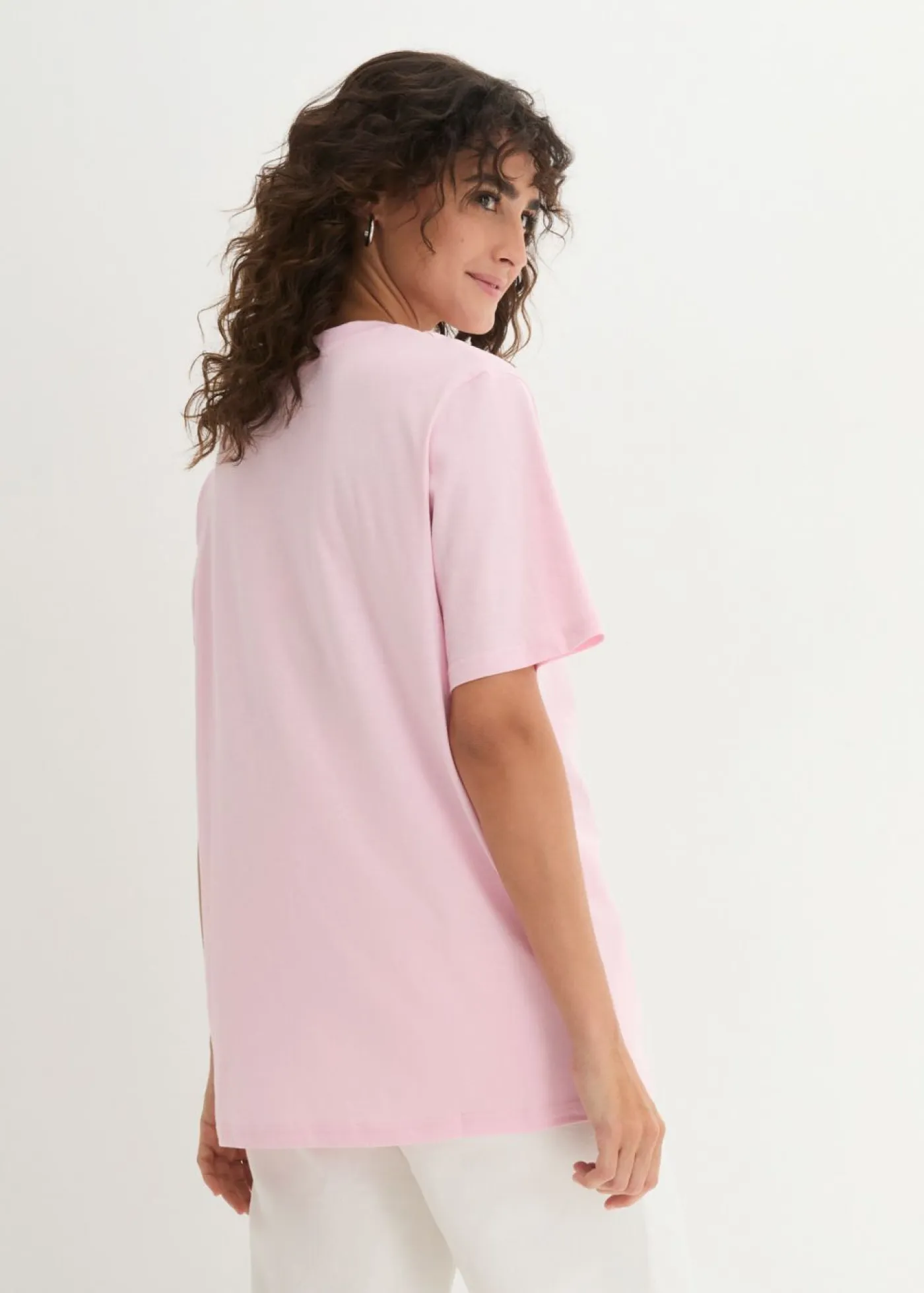 Clearance Camiseta larga ancha con cuello en V, manga corta (5 unidades) Mujer Básicos|Camisetas