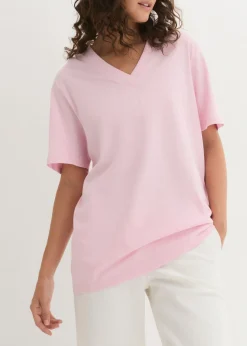 Clearance Camiseta larga ancha con cuello en V, manga corta (5 unidades) Mujer Básicos|Camisetas
