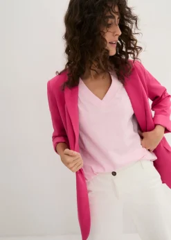 Clearance Camiseta larga ancha con cuello en V, manga corta (5 unidades) Mujer Básicos|Camisetas