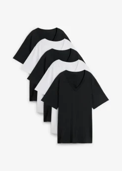 Best Camiseta larga ancha con cuello en V, manga corta (5 unidades) Mujer Básicos|Camisetas