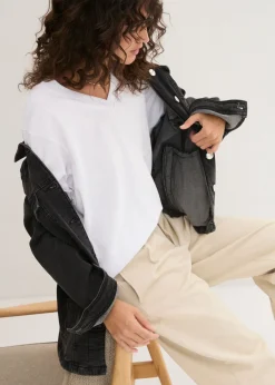 Best Camiseta larga ancha con cuello en V, manga corta (5 unidades) Mujer Básicos|Camisetas