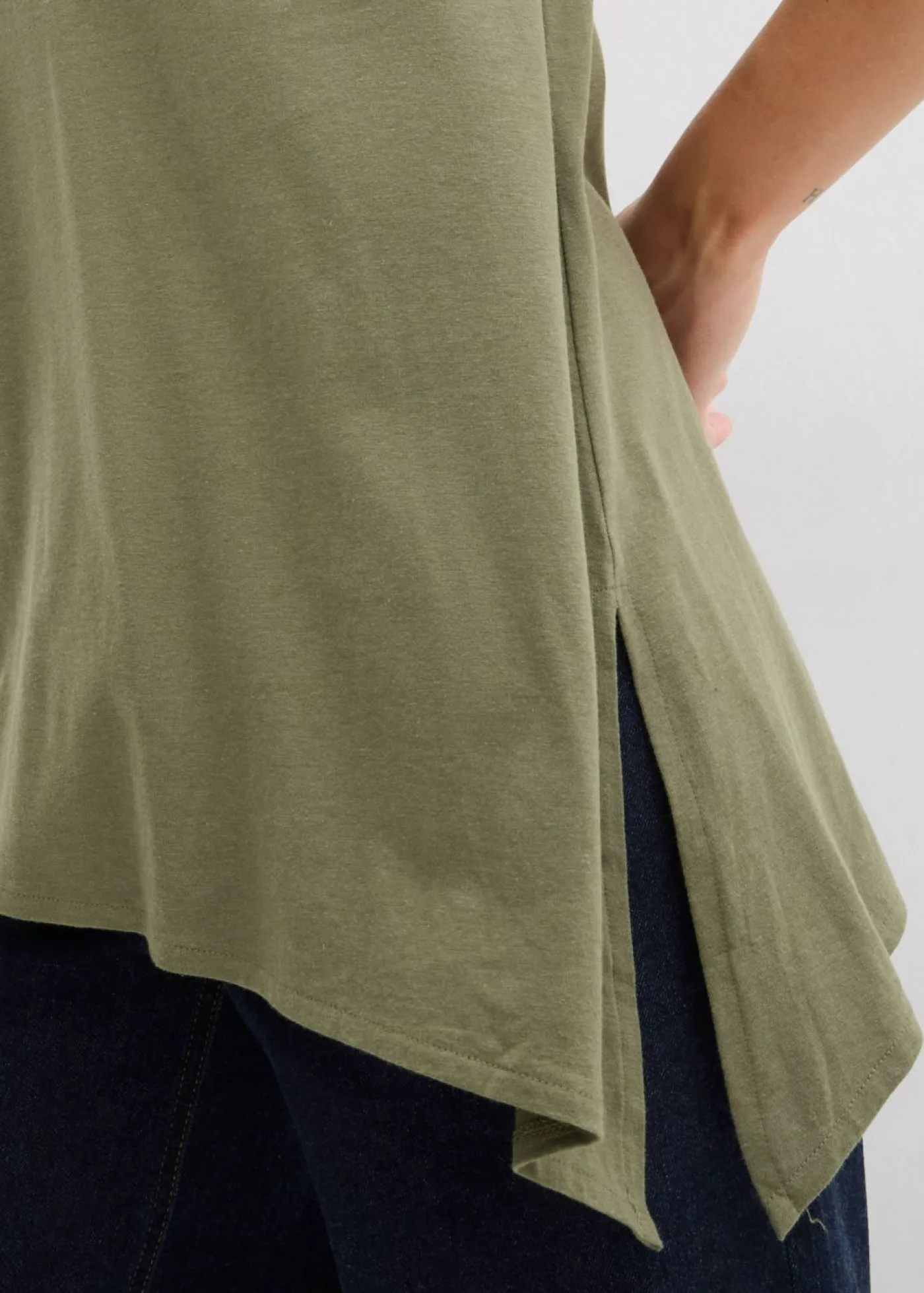 Best Camiseta larga asimétrica de mezcla de algodón y viscosa Mujer Camisetas|Novedades