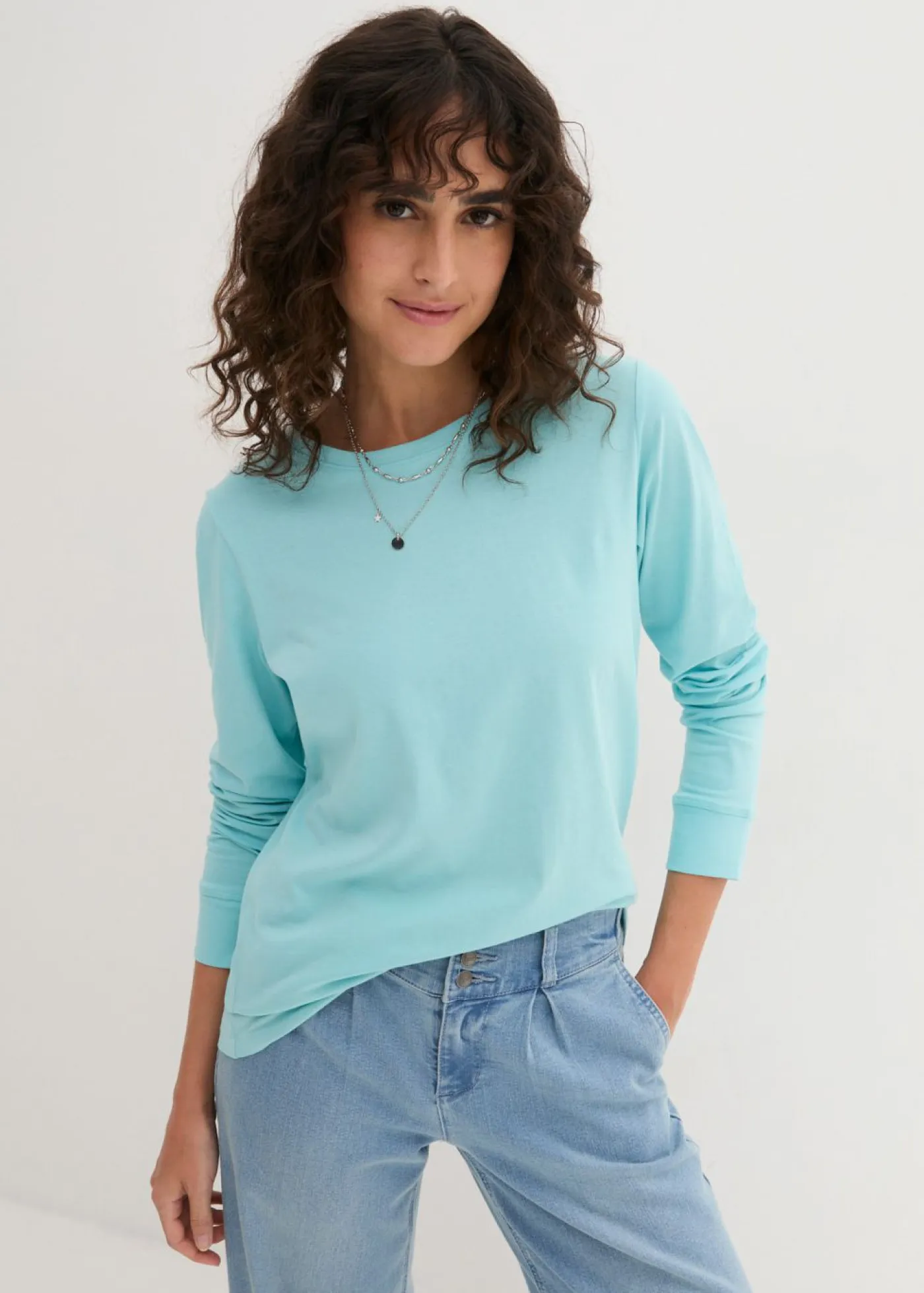 Clearance Camiseta larga con cuello redondo, manga larga (5 unidades) Mujer Básicos|Camisetas