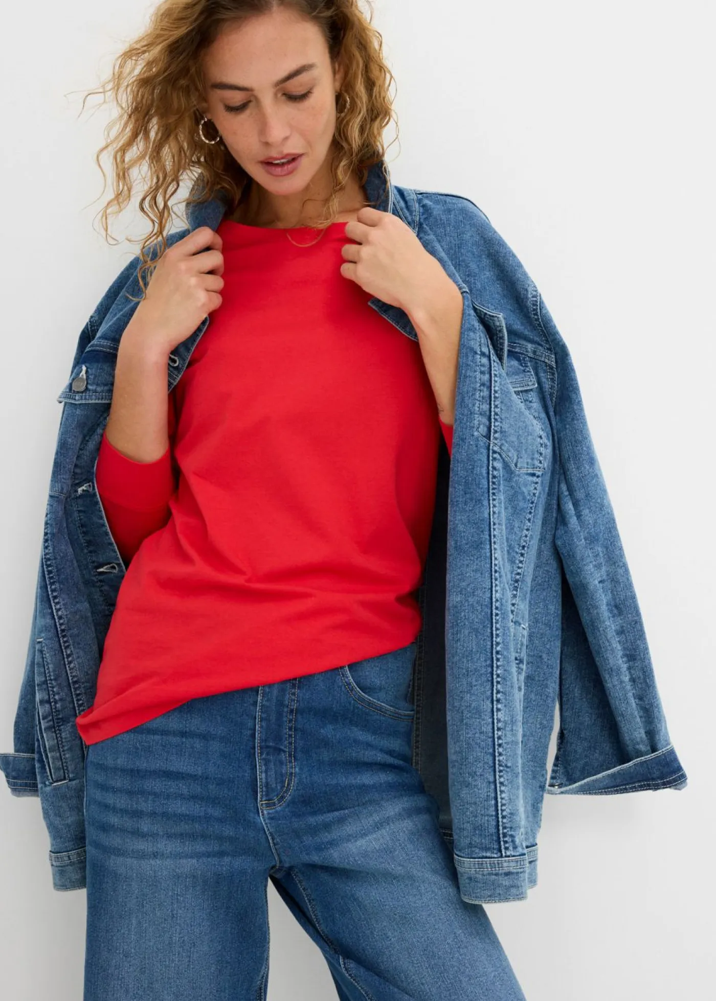 Hot Camiseta larga con cuello redondo, manga larga (5 unidades) Mujer Básicos|Camisetas