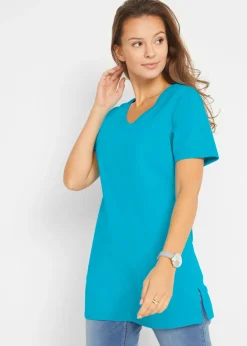 Online Camiseta larga con escote en V (2 unidades) Mujer Básicos|Camisetas
