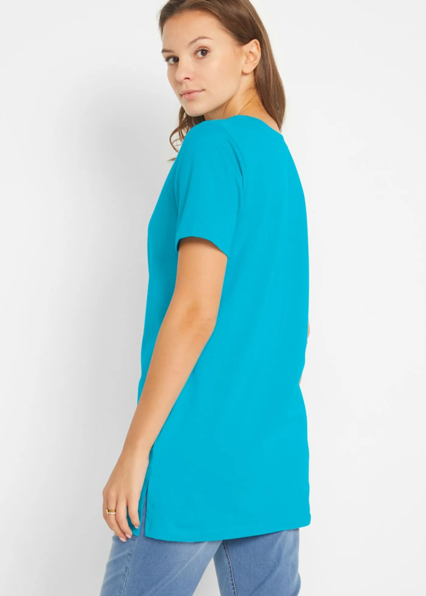 Online Camiseta larga con escote en V (2 unidades) Mujer Básicos|Camisetas