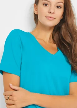 Online Camiseta larga con escote en V (2 unidades) Mujer Básicos|Camisetas