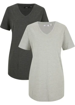 Sale Camiseta larga con escote en V (2 unidades) Mujer Básicos|Camisetas
