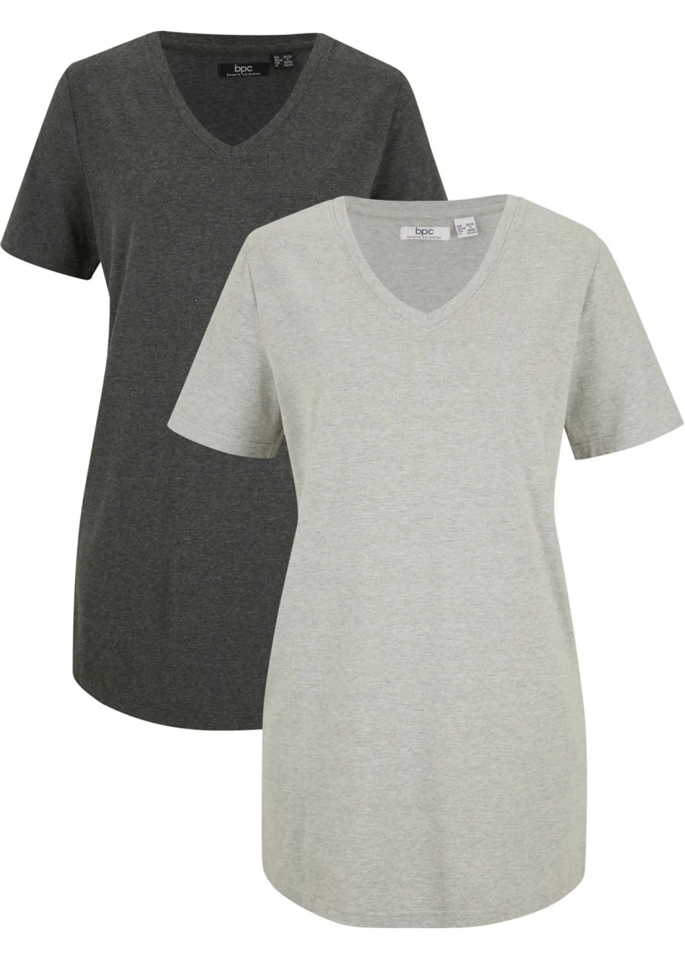 Sale Camiseta larga con escote en V (2 unidades) Mujer Básicos|Camisetas