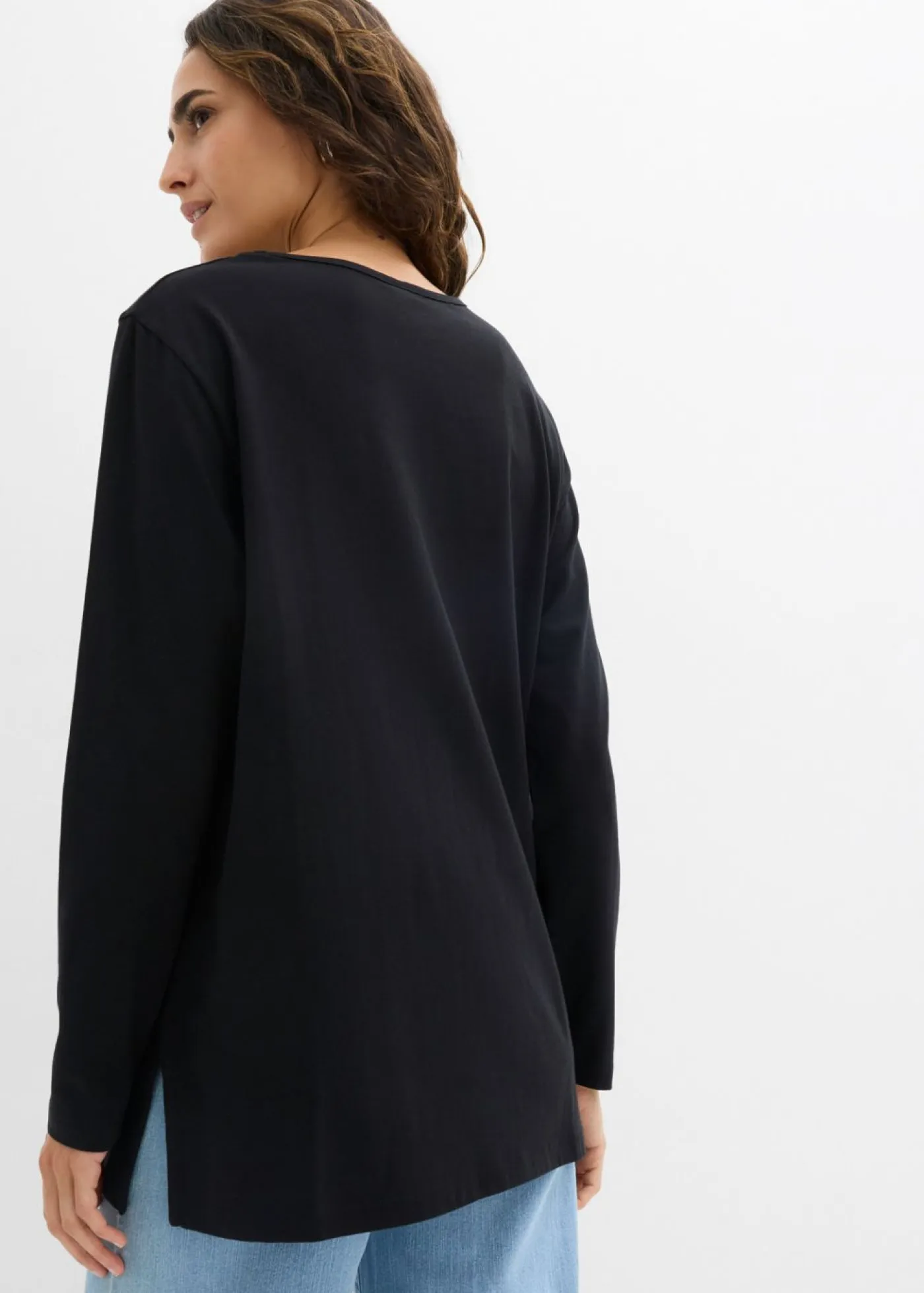 Camiseta larga de algodón orgánico puro Mujer Básicos|Camisetas