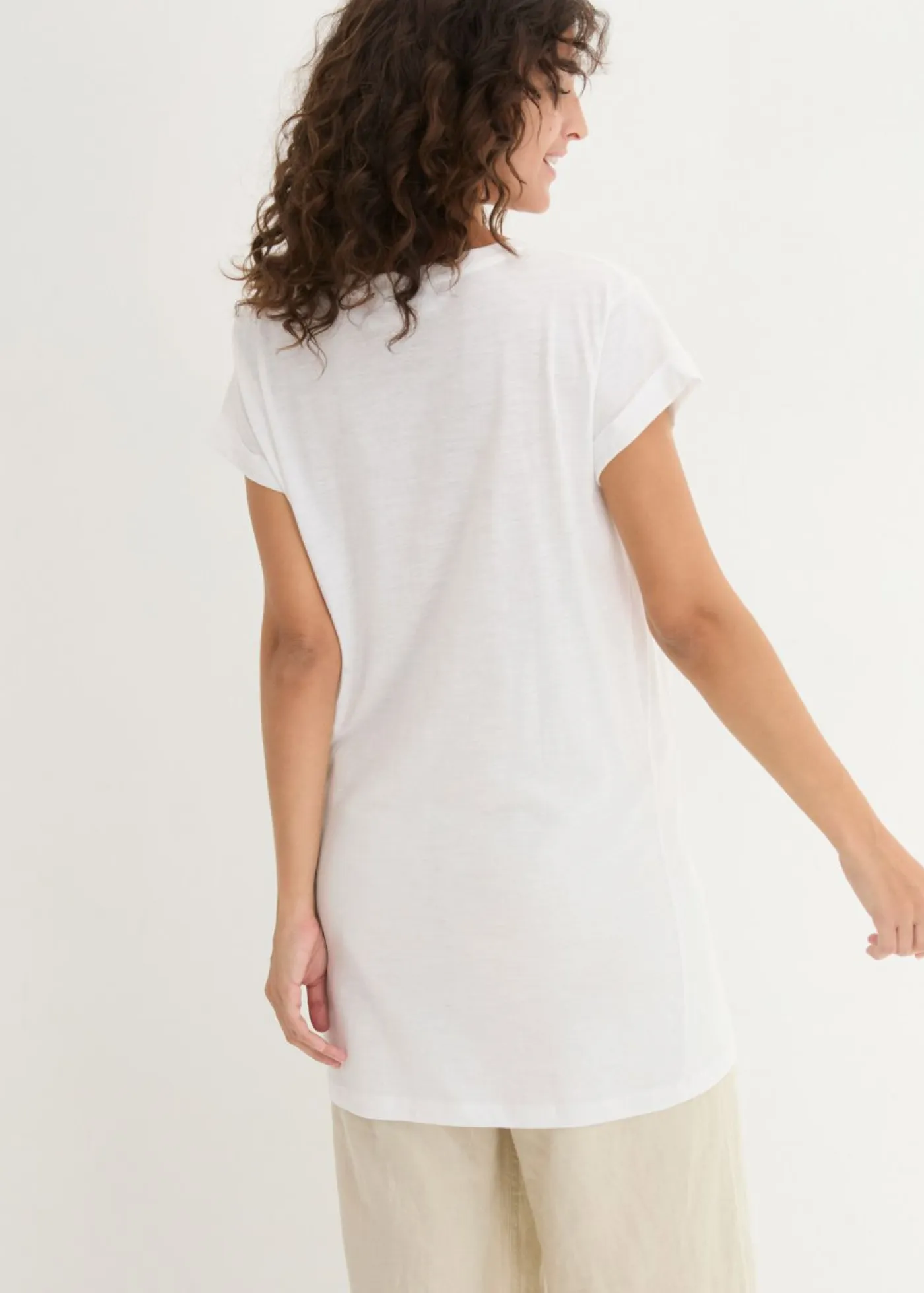 Outlet Camiseta larga de algodón puro Mujer Básicos|Camisetas