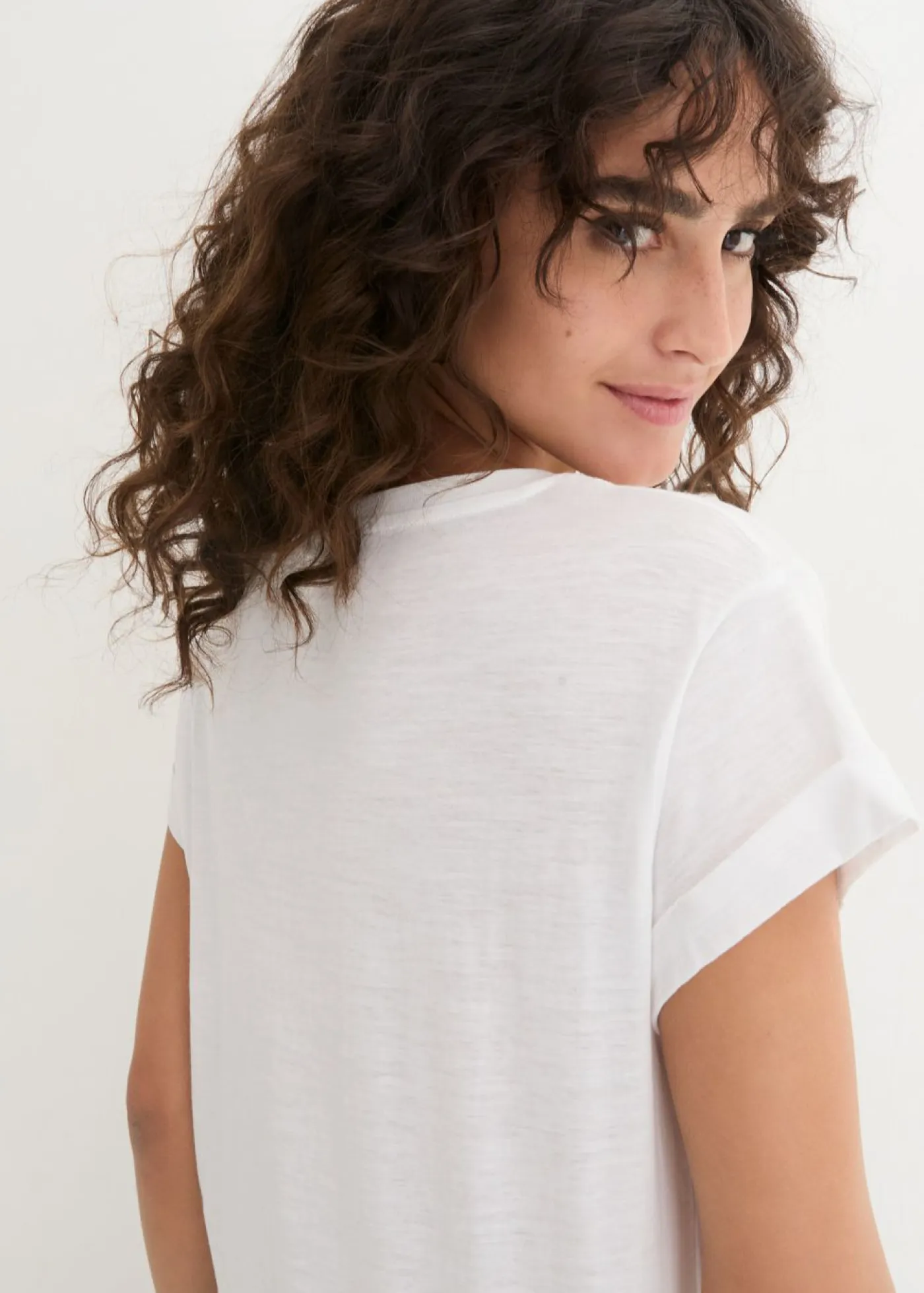 Outlet Camiseta larga de algodón puro Mujer Básicos|Camisetas