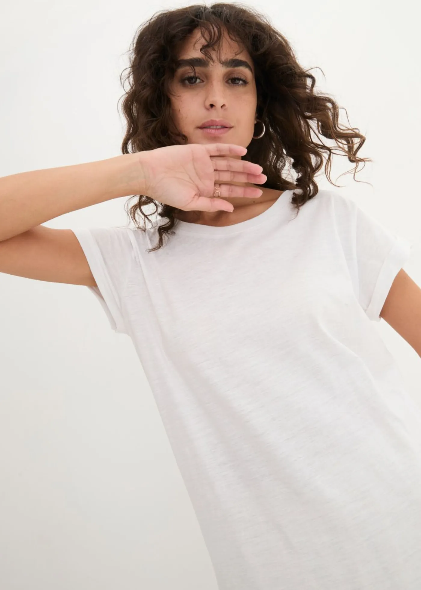 Outlet Camiseta larga de algodón puro Mujer Básicos|Camisetas
