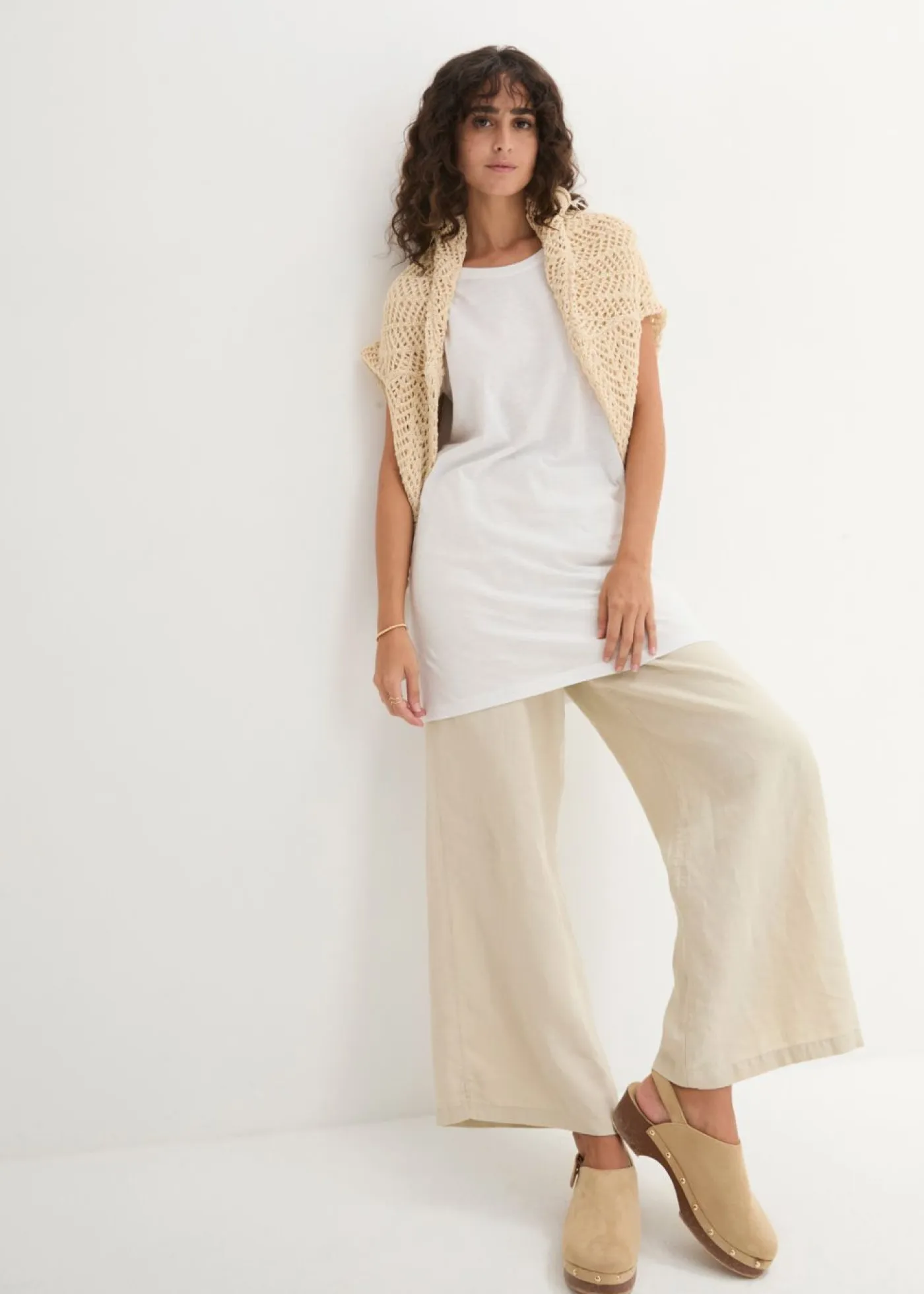 Outlet Camiseta larga de algodón puro Mujer Básicos|Camisetas