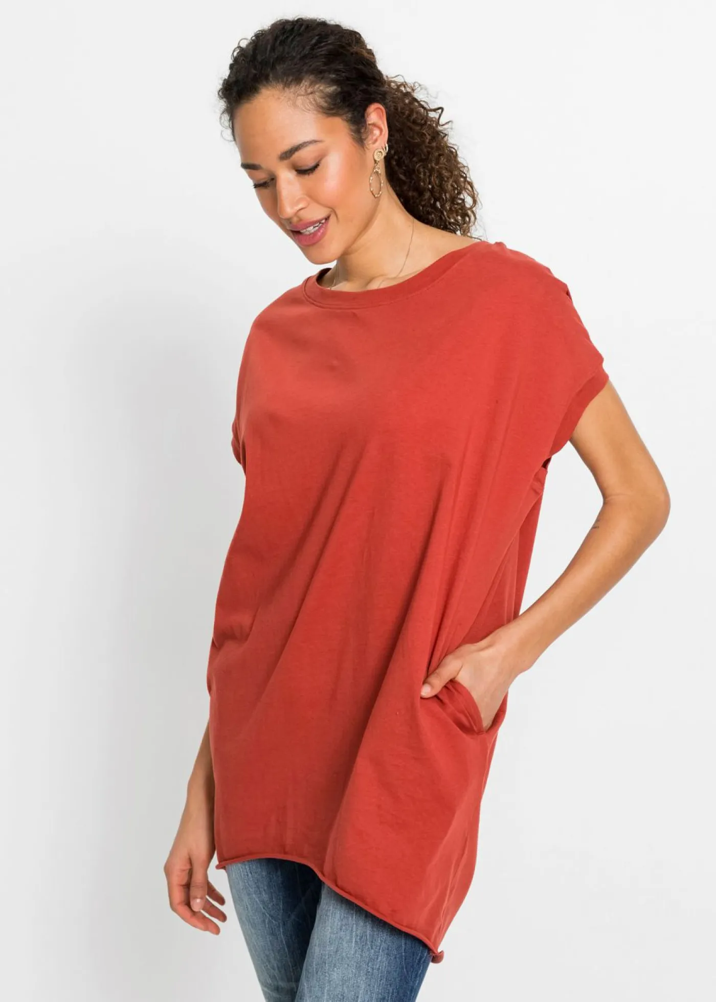 Online Camiseta larga de algodón puro Mujer Camisetas